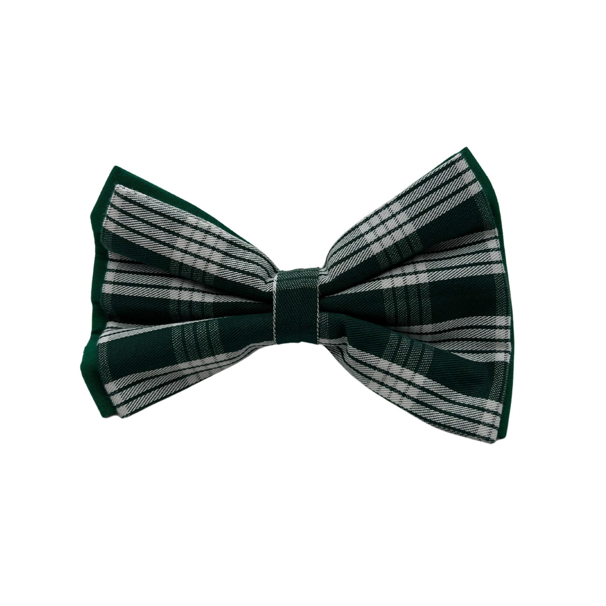 Pop-Up Mākeke - humBOWbarks Pet Wear - Large Double Bow Tie - Green Plaid - Front View