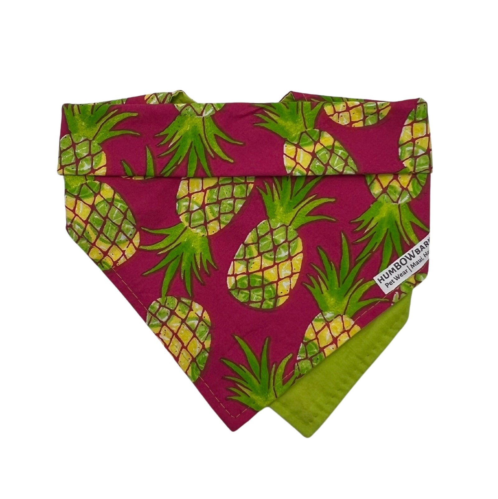 Pop-Up Mākeke - humBOWbarks Pet Wear - Medium Reversible Bandana - Pineapple