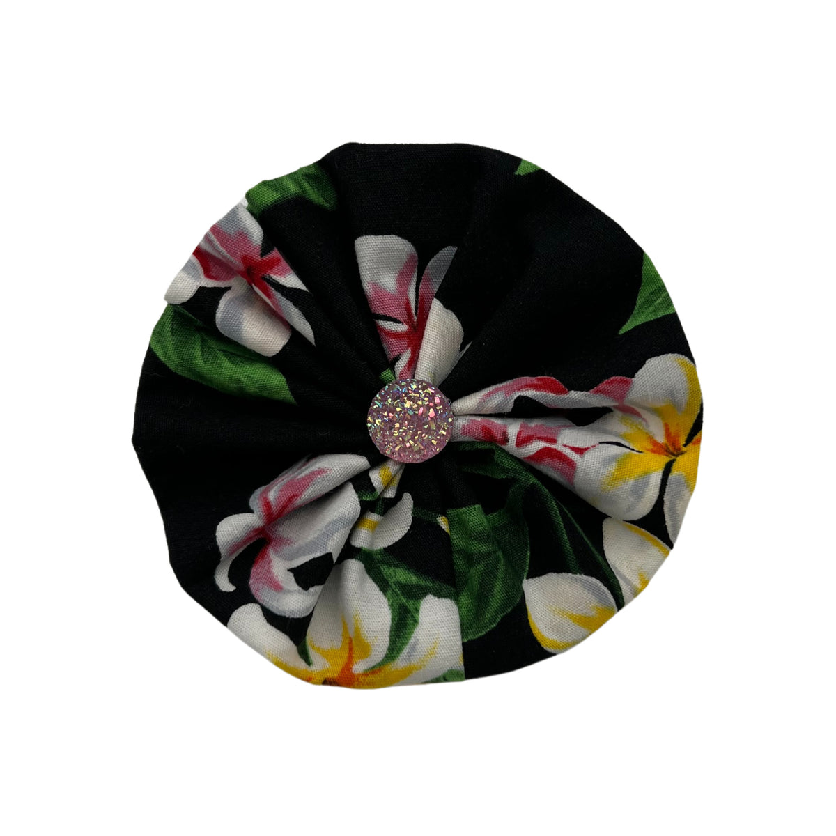 Pop-Up Mākeke - humBowbarks Pet Wear - Ruffle Flower - Pink Glitter - Front View