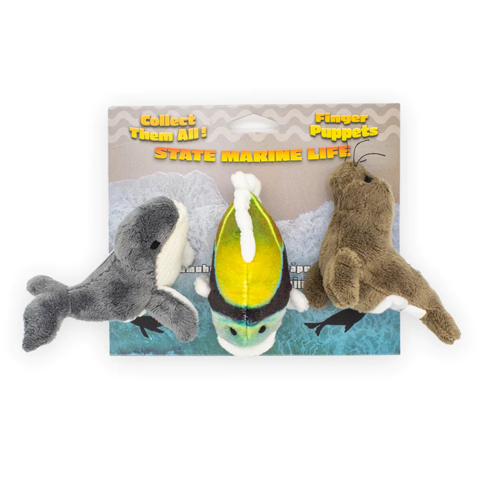 Pop-Up Mākeke - Hawaii Pacific Parks Association - Hawaiʻi State Marine Life Plush Finger Puppets - Front View