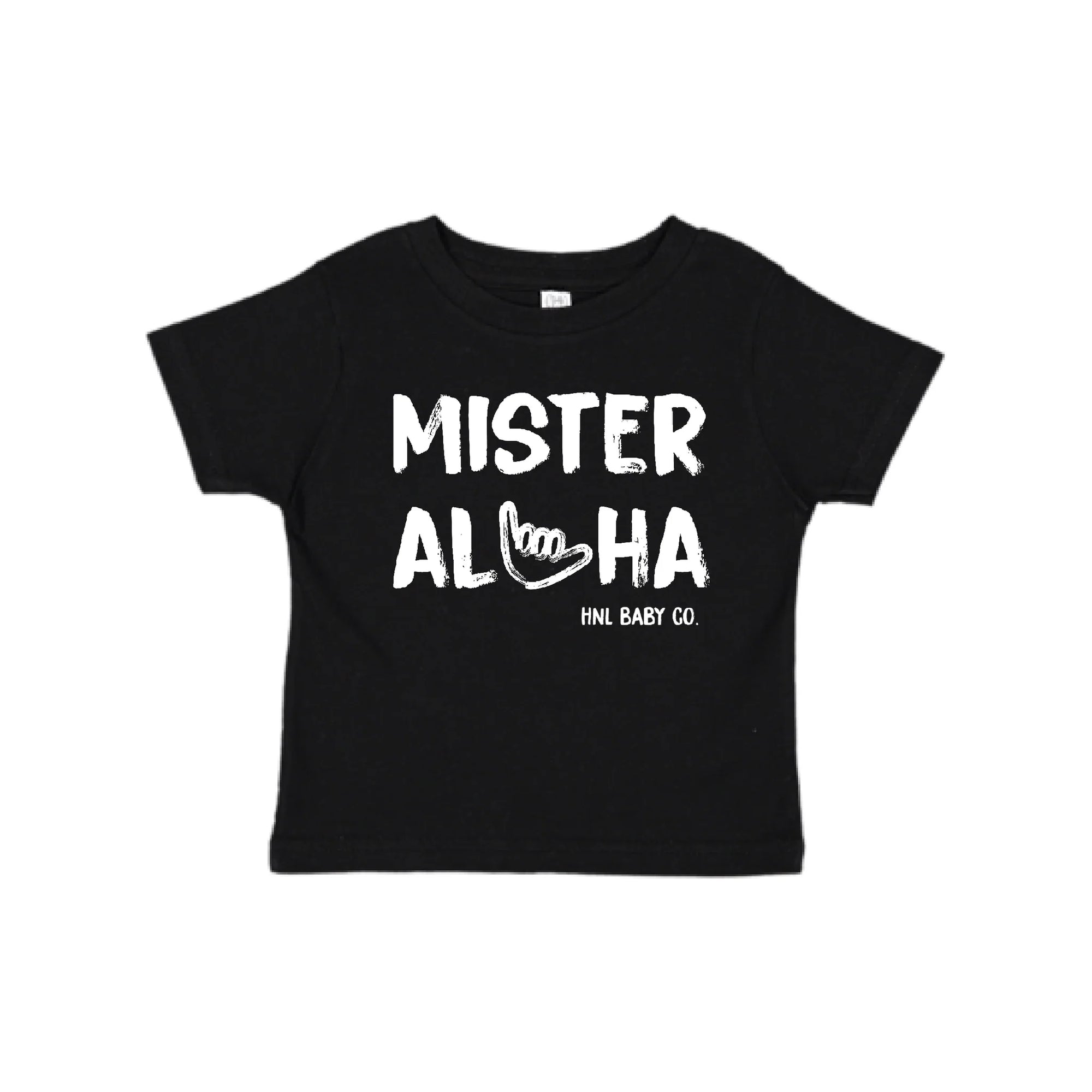 Pop-Up Mākeke - Honolulu Baby Co. - Mister Aloha Keiki T-Shirt - Black - Front View