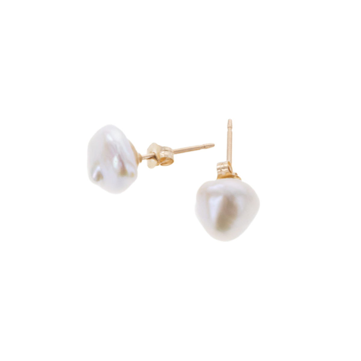 Pop-Up Mākeke - 21 Degress North Designs - Keshi Poe Stud Earrings - White