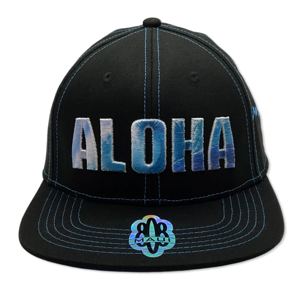 Pop-Up Mākeke - 808 Clothing - Aloha 3D Wave Flat Bill Hat - Front View