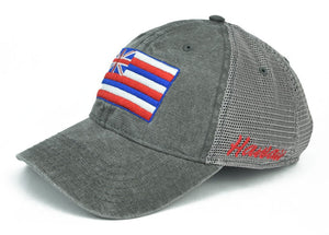 Pop-Up Mākeke - 808 Clothing - Hawaiian Flag Trucker Hat - Side View