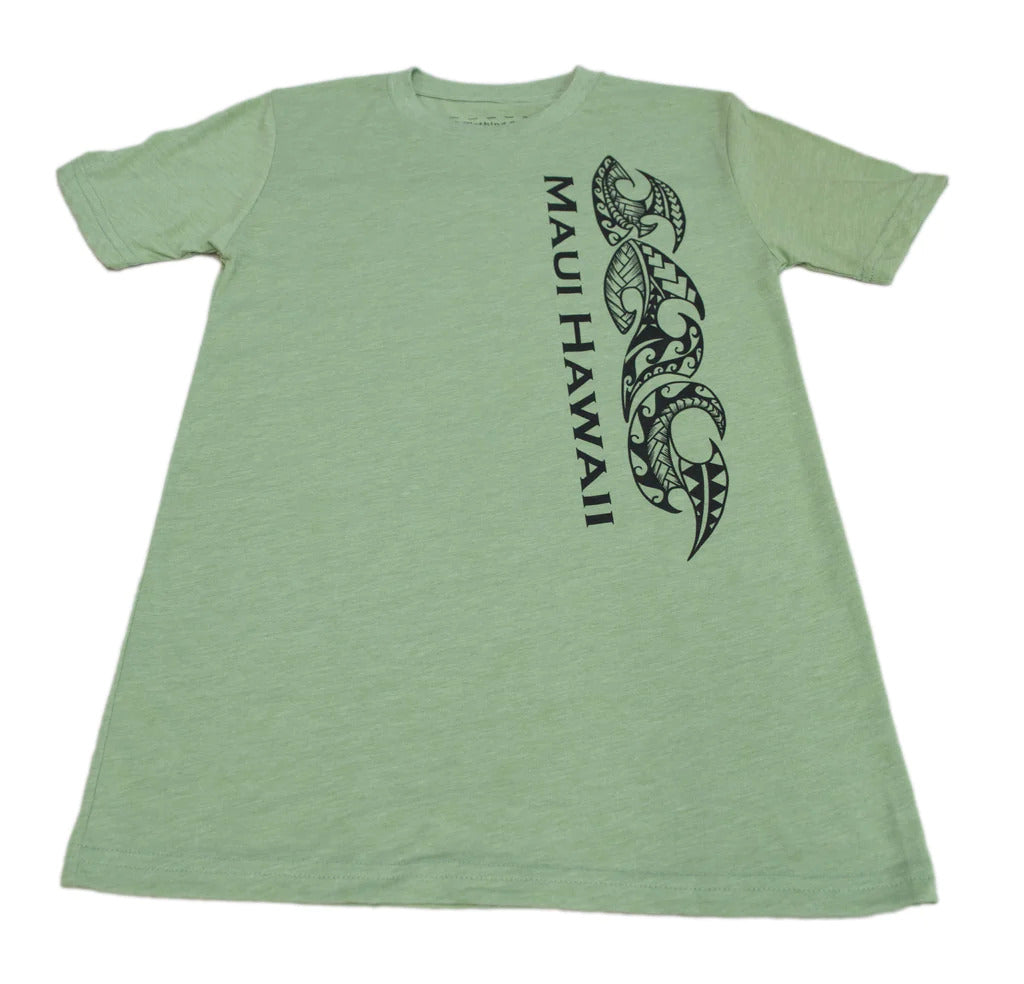 Pop-Up Mākeke - 808 Clothing - Hawaiian Tribal Band Men&#39;s Short Sleeve T-Shirt - Heather Green - Front View