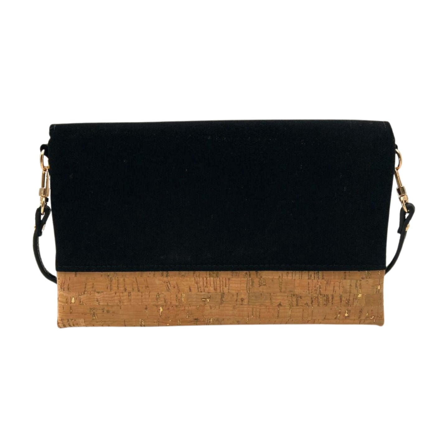 Pop-Up Mākeke - A Maui Day Original Handbags - Handprinted Fold-Over Handbag - Gold Quilt on Black Canvas - Back View