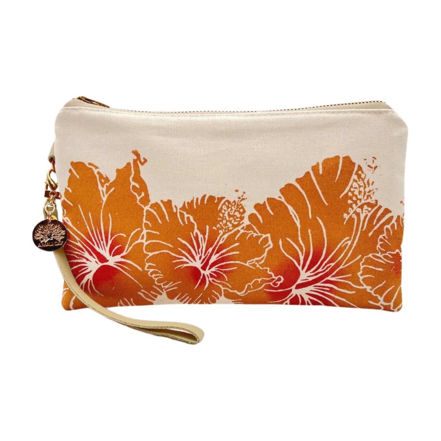 Pop-Up Mākeke - A Maui Day Original Handbags - Handprinted Small Handbag - Hibiscus on Canvas - Front View