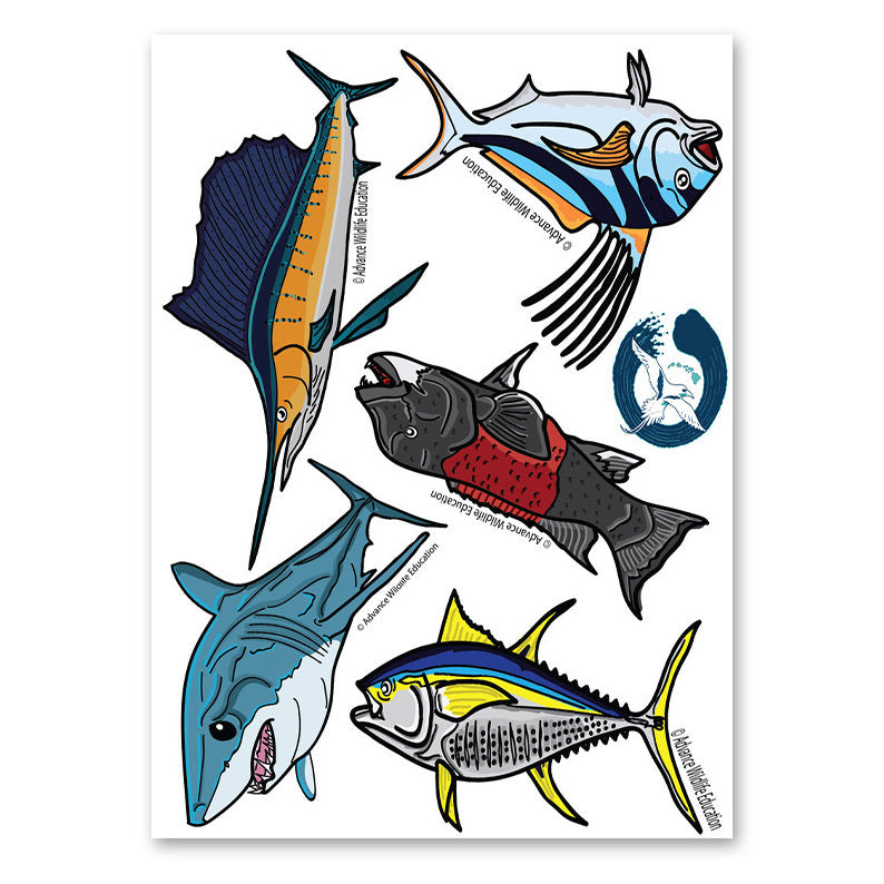 Pop-Up Mākeke - Advance Wildlife Education - Fish of the Pacific Coast Sticker Sheet