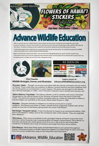 Pop-Up Mākeke - Advance Wildlife Education - Flowers of Hawai'i Stickers - Back View