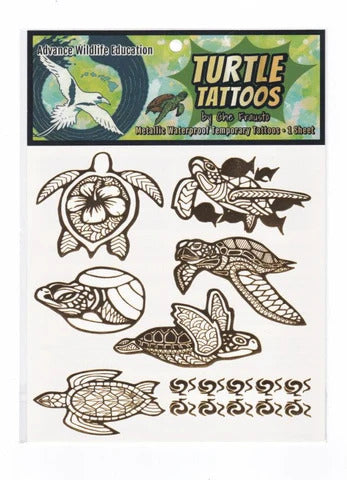 Pop-Up Mākeke - Advance Wildlife Education - Gold Metallic Turtle Temporary Tattoos