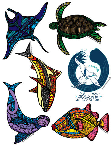 Pop-Up Mākeke - Advance Wildlife Education - Native Hawaiian Wildlife Educational Coloring Book - Sticker Sheet