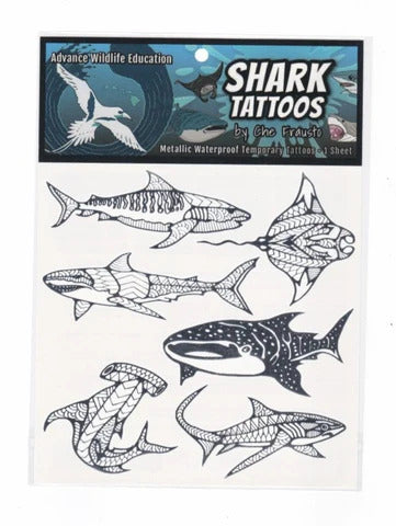 Pop-Up Mākeke - Advance Wildlife Education - Silver Metallic Shark Temporary Tattoos