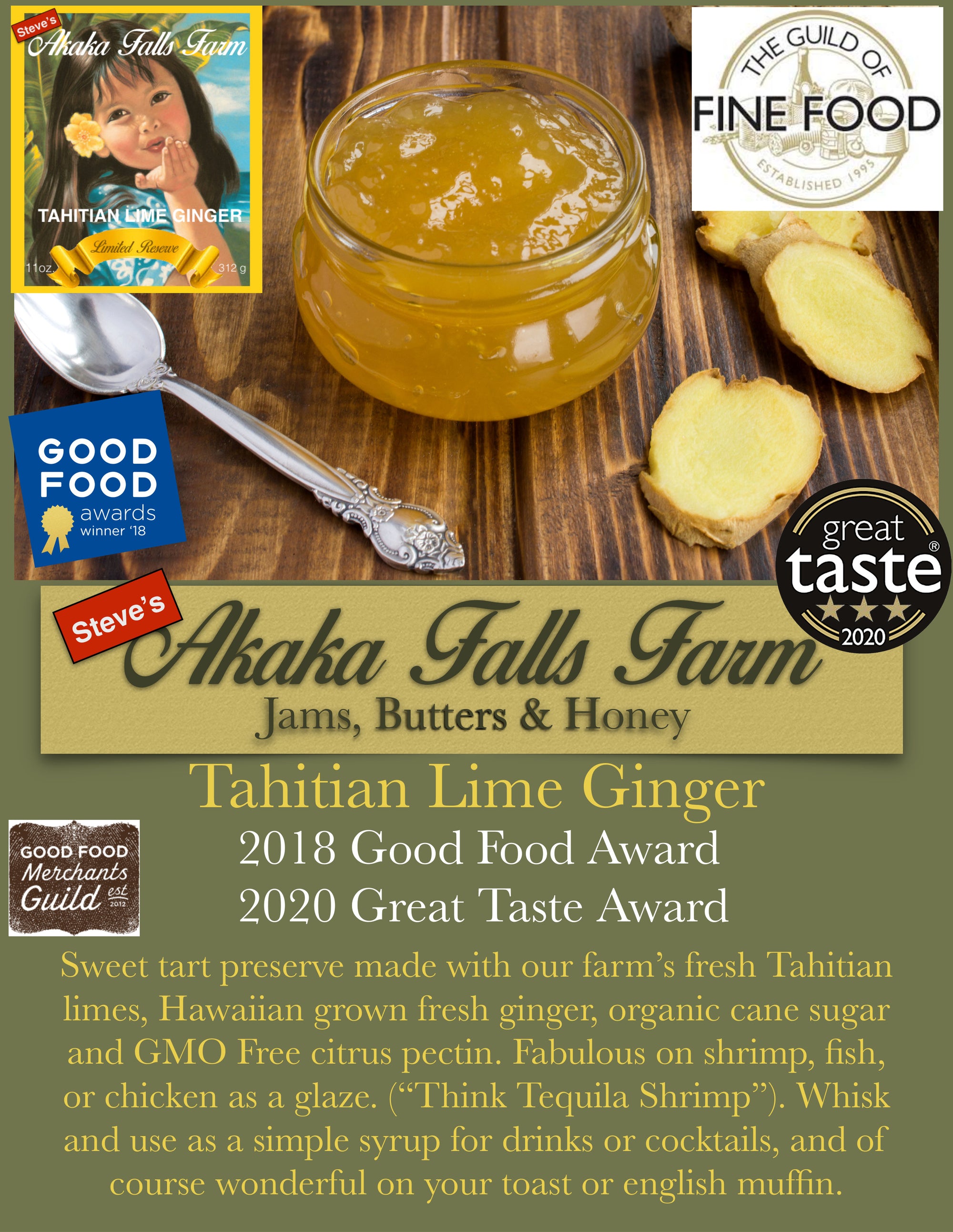 Pop-Up Mākeke - Akaka Falls Farm - Tahitian Lime Ginger Preserve - Information