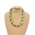 Pop-Up Mākeke - Akalei Designs - Green Toned & Beige with Blue Center Lei Necklace & Hat Band