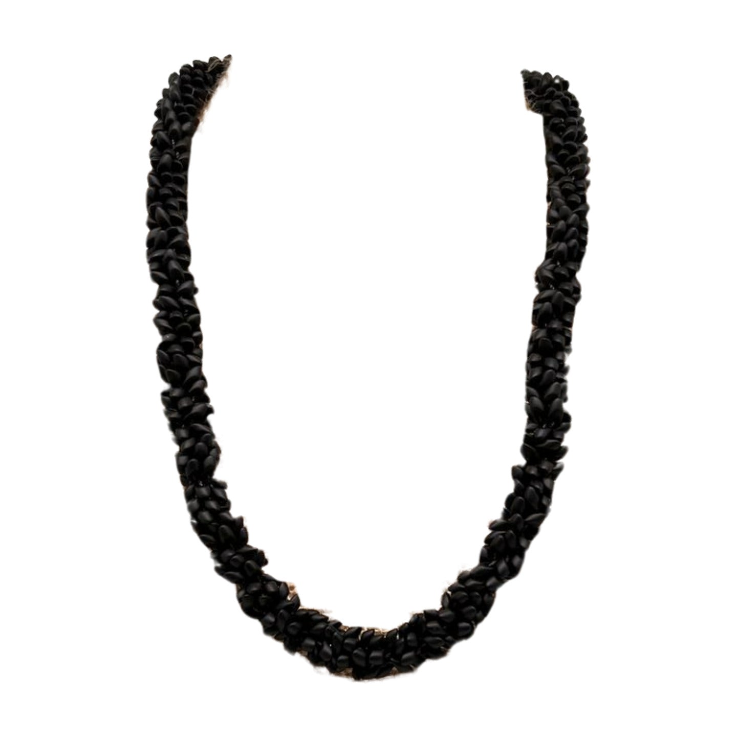 Pop-Up Mākeke - Akalei Designs - Matte Black Dragon Scales Lei Necklace - Front View