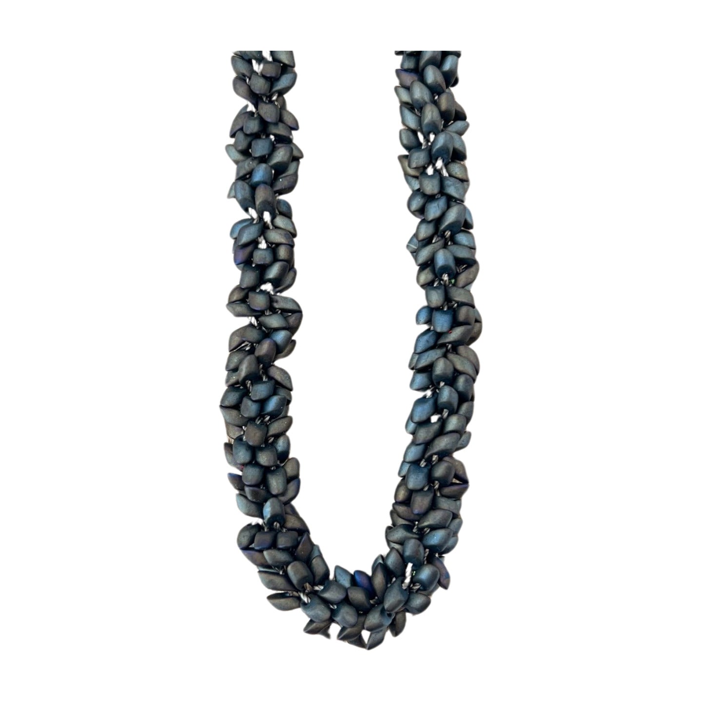 Pop-Up Mākeke - Akalei Designs - Matte Olive Green Dragon Scales Lei Necklace - Close Up