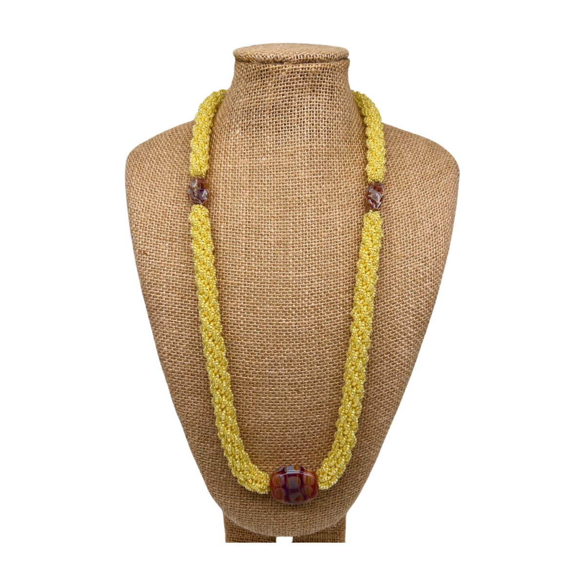 Maui Yellow and Red Nature&#39;s Sunset Necklace Lei - 31&quot;