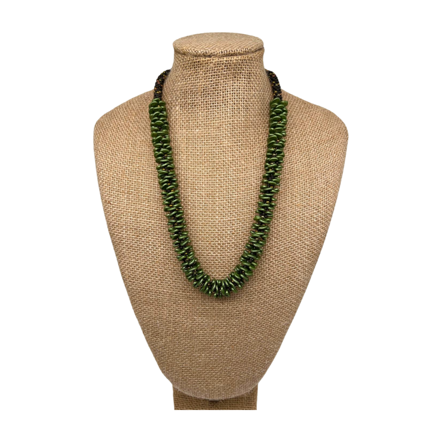 Metallic Green (Rare) Orchid Lei with gold magnetic end caps- 24”