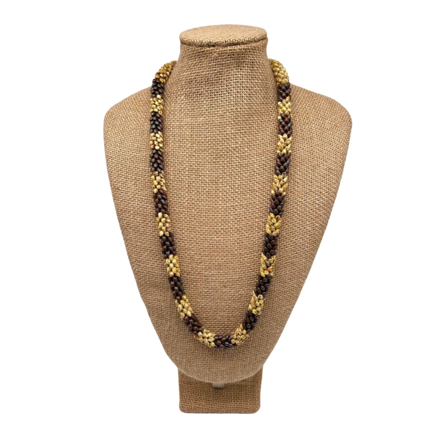 Pop-Up Mākeke - Akalei Designs - Picasso Yellow and Metallic Brown Dragon Scales Necklace  - 29in-30in - Front View