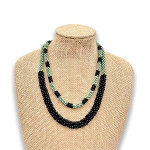 Pop-Up Mākeke - Akalei Designs - Two Necklace Set - Turquoise & Black Picasso Necklaces