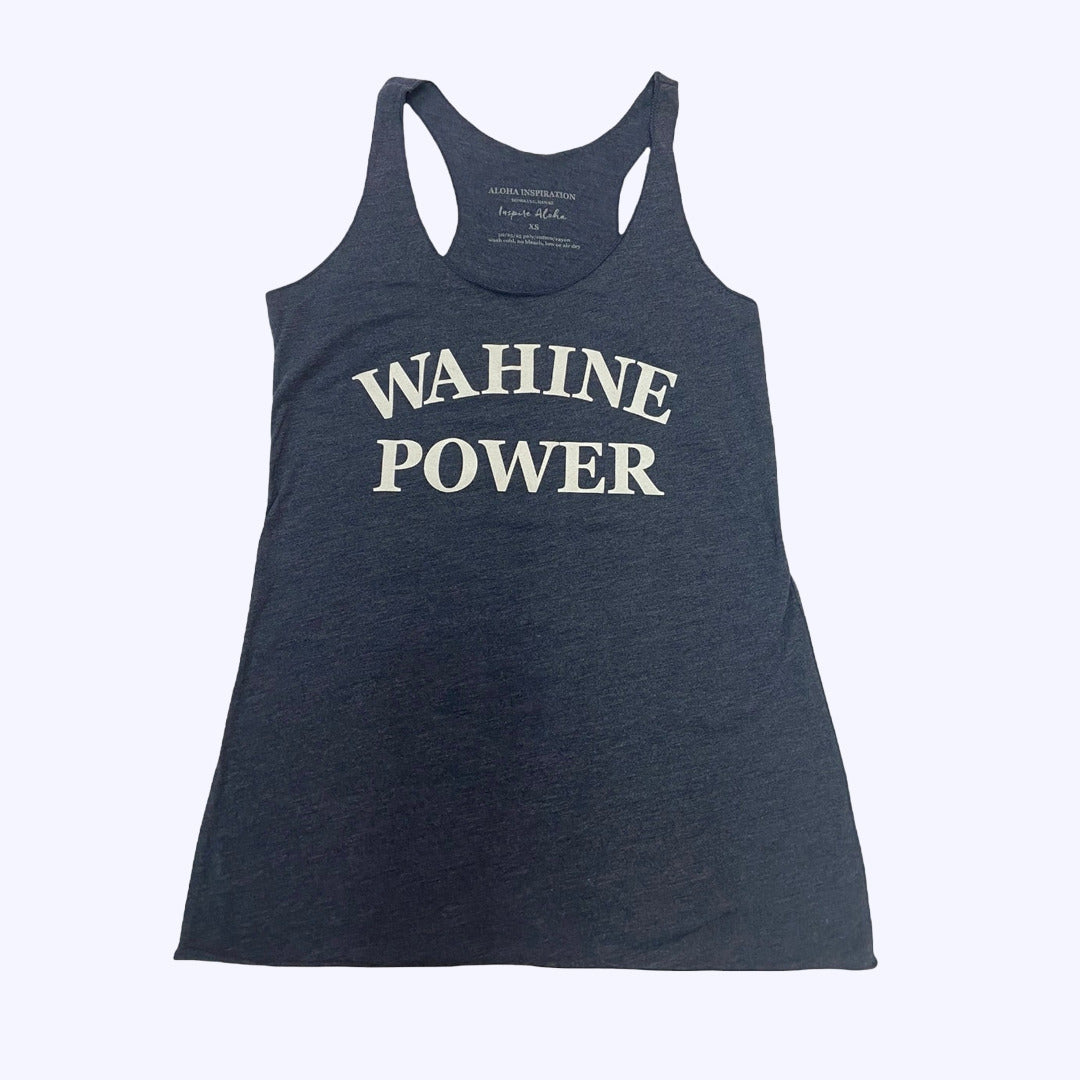 Pop-Up Mākeke - Aloha Inspiration - Wahine Power Womens Tank Top - Vintage Blue - Front View