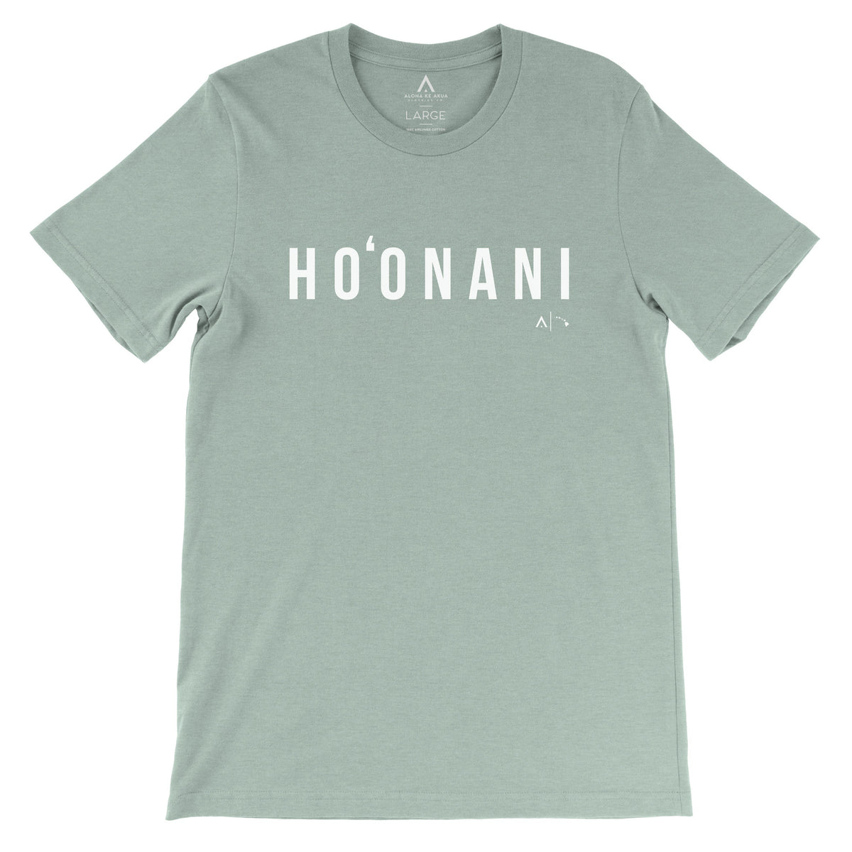 Pop-Up Mākeke - Aloha Ke Akua Clothing - Ho‘onani Men&#39;s Short Sleeve T-Shirt - Heather Sage - Front View