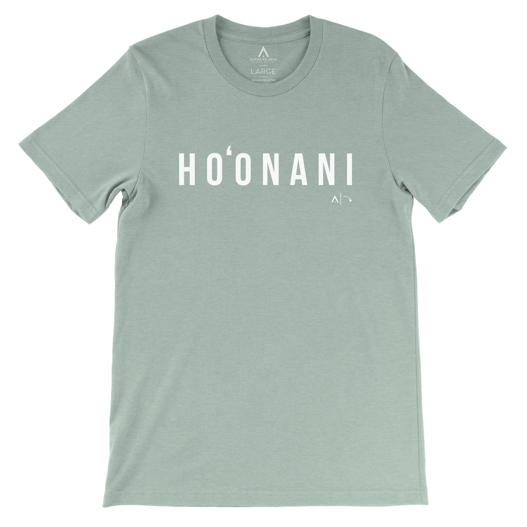 Pop-Up Mākeke - Aloha Ke Akua Clothing - Ho‘onani Men's Short Sleeve T-Shirt - Heather Sage - Front View