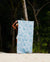 Pop-Up Mākeke - Aloha de Mele LLC - Sand Free Microfiber Towel - Summer Blue - Front View - In Use