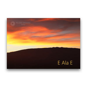 Pop-Up Mākeke - Alohi Images Maui - Haleakala Sunrise – “E ALA E” (AwakenArise) Blank Greeting Card - Front View