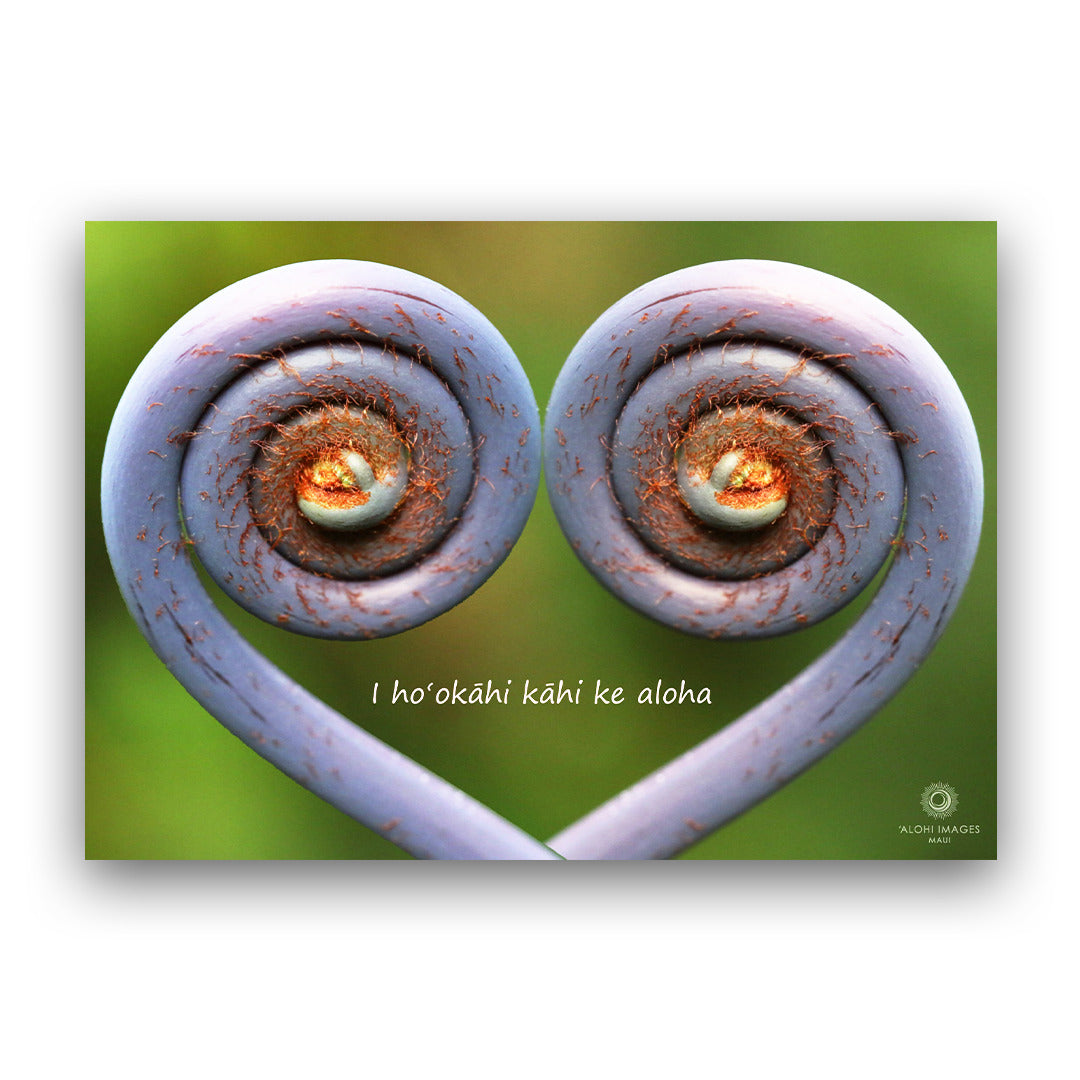 Pop-Up Mākeke - Alohi Images Maui - Uluhe (fern) - Wedding &amp; Anniversary Greeting Card - Be One in Love