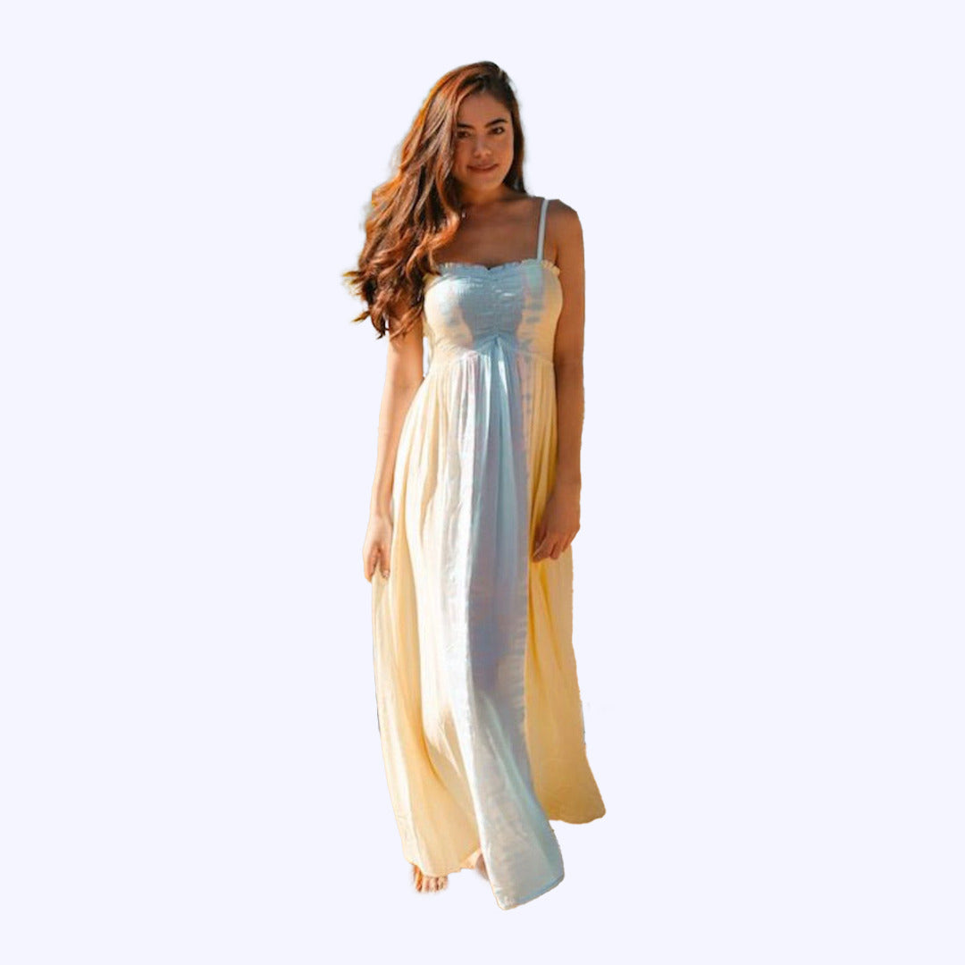 Pop-Up Mākeke - Angels by the Sea Hawaii - Kula Long Dress in Bold - Yellow