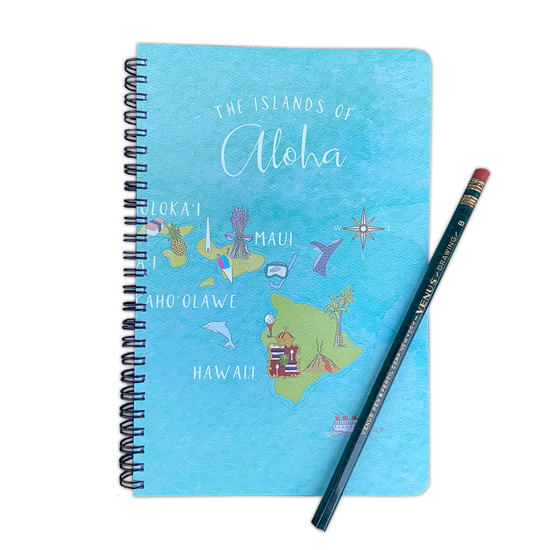 Pop-Up Mākeke - Bradley &amp; Lily - Islands Map Spiral Notebook