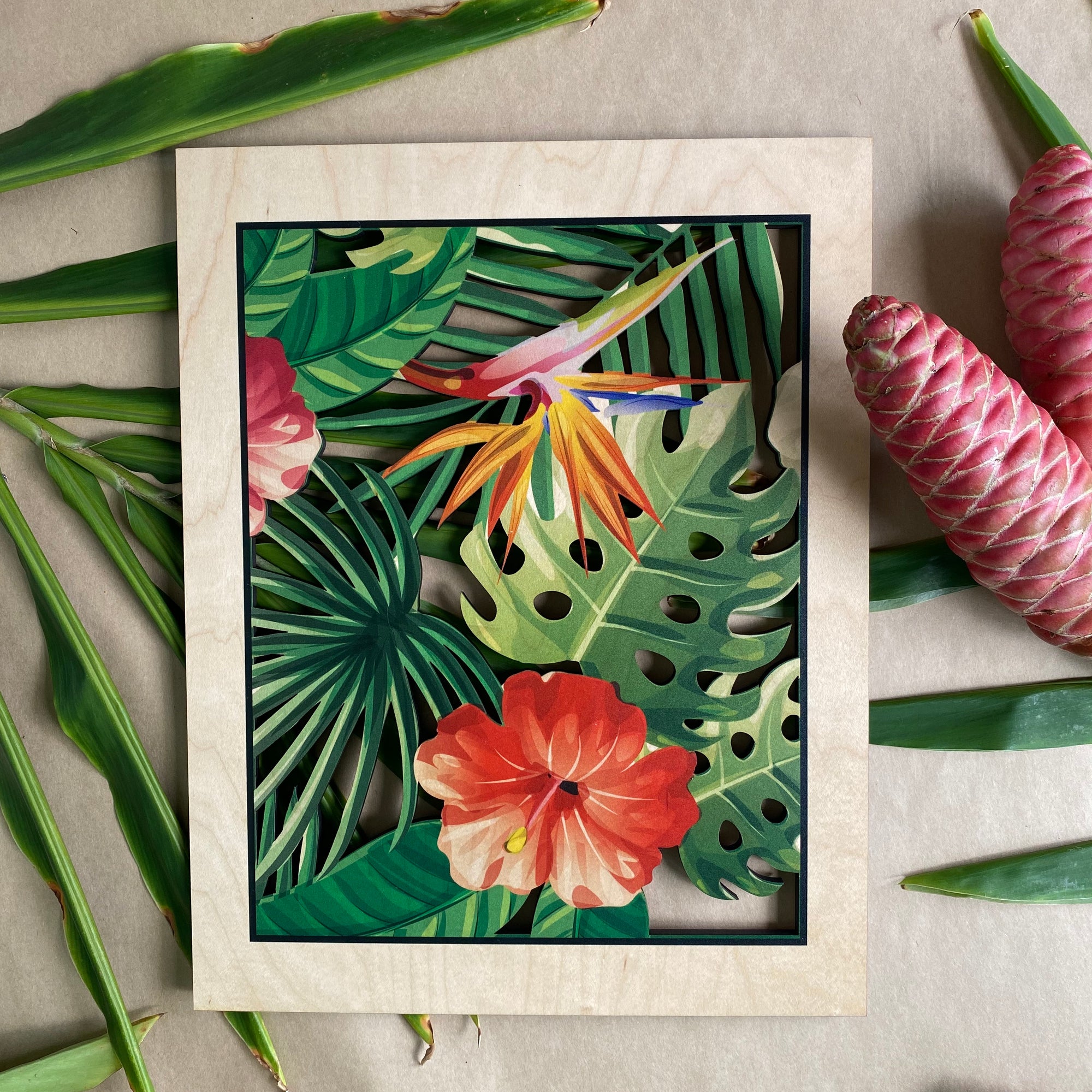 Pop-Up Mākeke - CocoNene - Vintage Floral Cutout Wall Art - 8x10