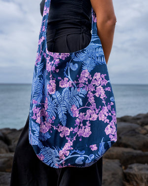 Pop-Up Mākeke - David Shepard Hawaii - Hāpuʻu 'Ilima Mauka to Makai Blue Tote Bag