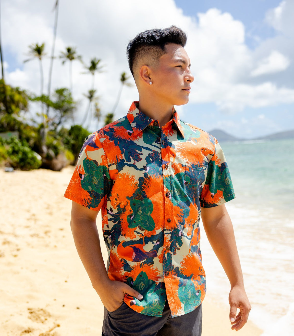 Pop-Up Mākeke - David Shepard Hawaii - Kaniakapūpū Lehua &#39;Alani Men&#39;s Aloha Shirt