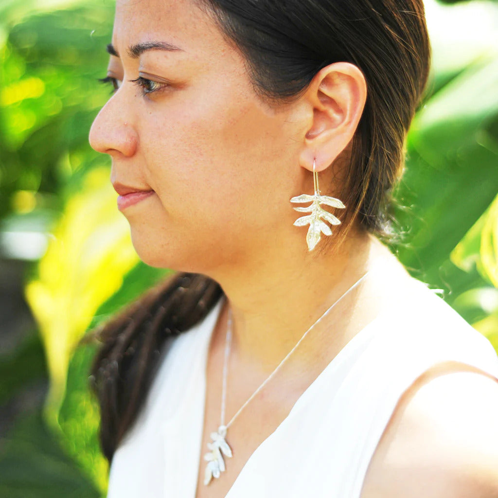 Lauaʻe Hawaiian Fern Sterling Silver Earrings
