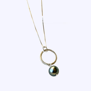 Pop-Up Mākeke - Debby Sato Designs - Tahitian Pearl Eternity Circle Sterling Silver Necklace