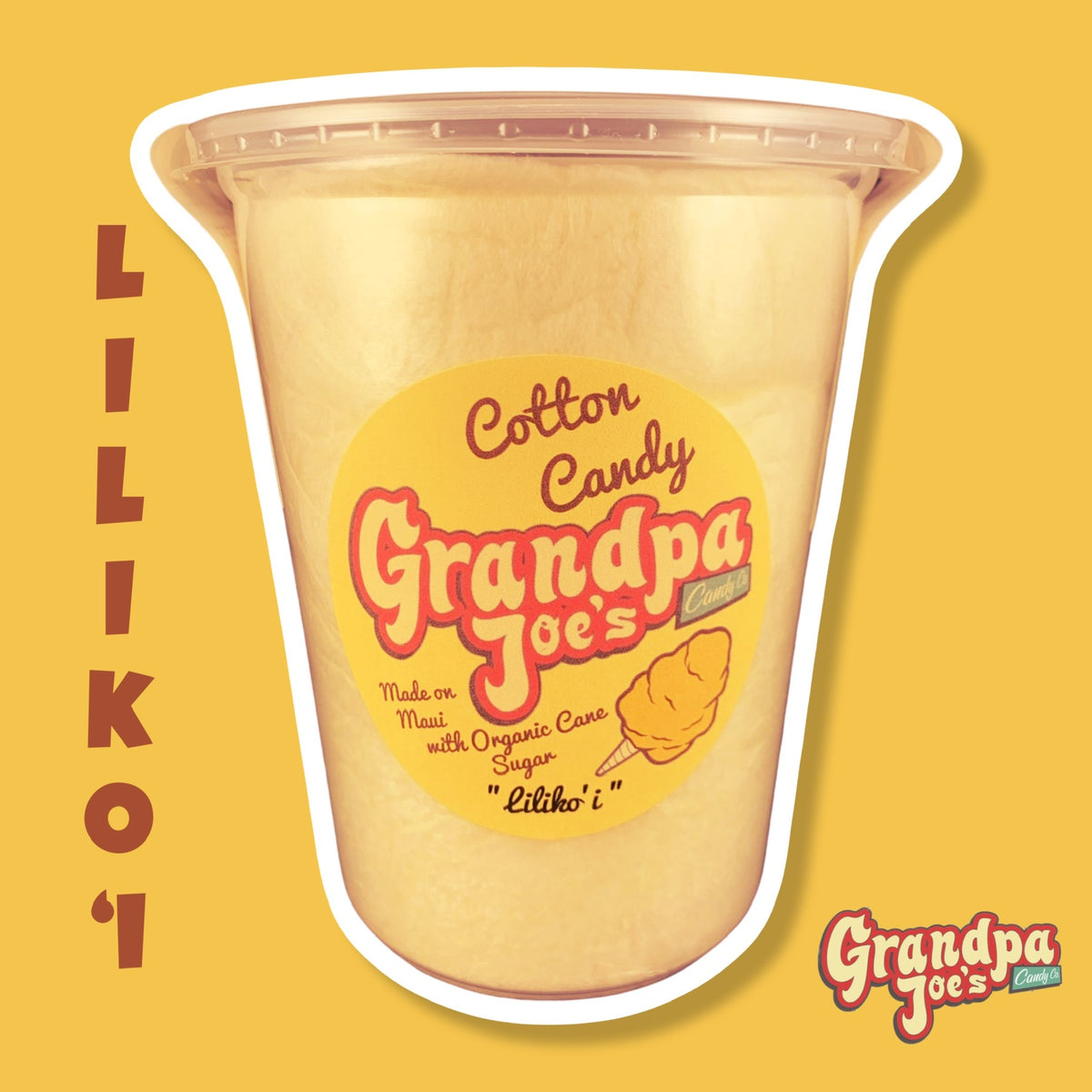 Pop-Up Mākeke - Grandpa Joe&#39;s Candy Company - Liliko’i (Passion Fruit) 100% Organic Sugar Cotton Candy