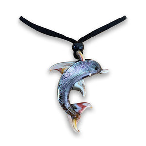 Pop-Up Mākeke - Happa Hawaii Collections - Dolphin Dichro Glass Pendant - Crystal Purple - Front View