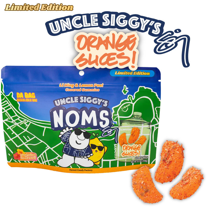 Pop-Up Mākeke - Hawaii Candy Factory - Uncle Siggy's Noms Orange Slices Bag - Front View