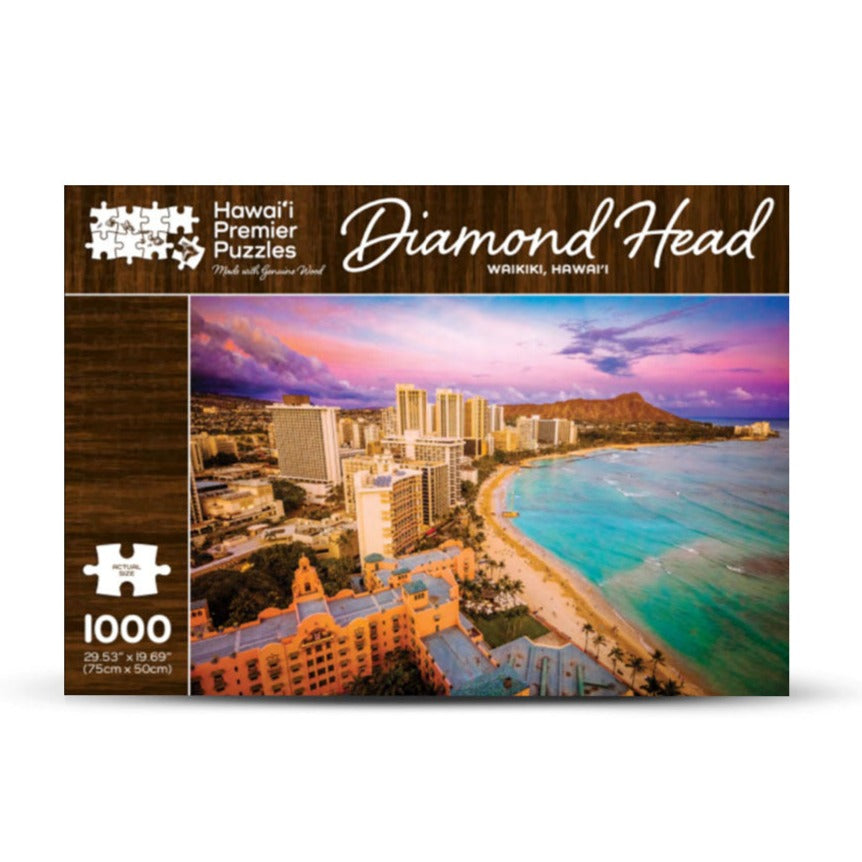Pop-Up Mākeke - Hawaii Premier Puzzles - Diamond Head - Waikiki, Hawaii 1000-Piece Puzzle - Front View