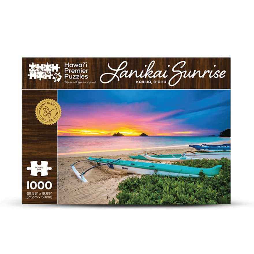 Pop-Up Mākeke - Hawaii Premier Puzzles - Lanikai Sunrise - Kailua, Hawaii 1000-Piece Puzzle - Front View