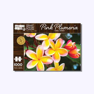 Pop-Up Mākeke - Hawaii Premier Puzzles - Pink Plumeria - Oahu, Hawaii 1000-Piece Puzzle - Front View