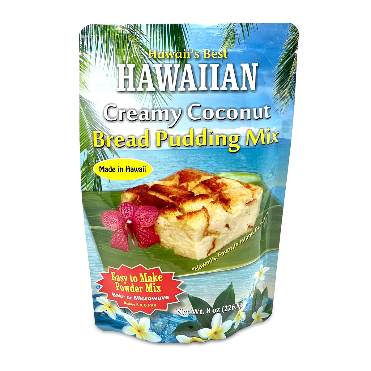 Pop-Up Mākeke - Hawaii&#39;s Best Mixes - Hawaiian Creamy Coconut Bread Pudding Mix - Front View