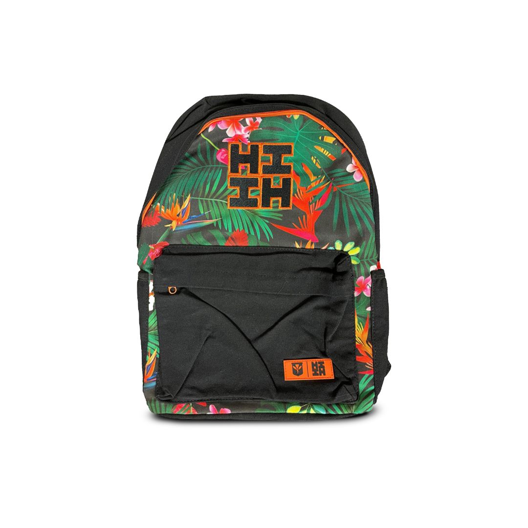 Pop-Up Mākeke - Hawaii&#39;s Finest - Tropical Logo Canvas Backpack - Front View