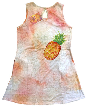 Pop-Up Mākeke - Hawaiian Drift Inc - Burnout Tank Dress Cover Up - Pineapple - Back View