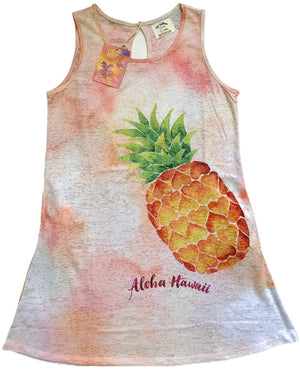 Pop-Up Mākeke - Hawaiian Drift Inc - Burnout Tank Dress Cover Up - Pineapple - Front View