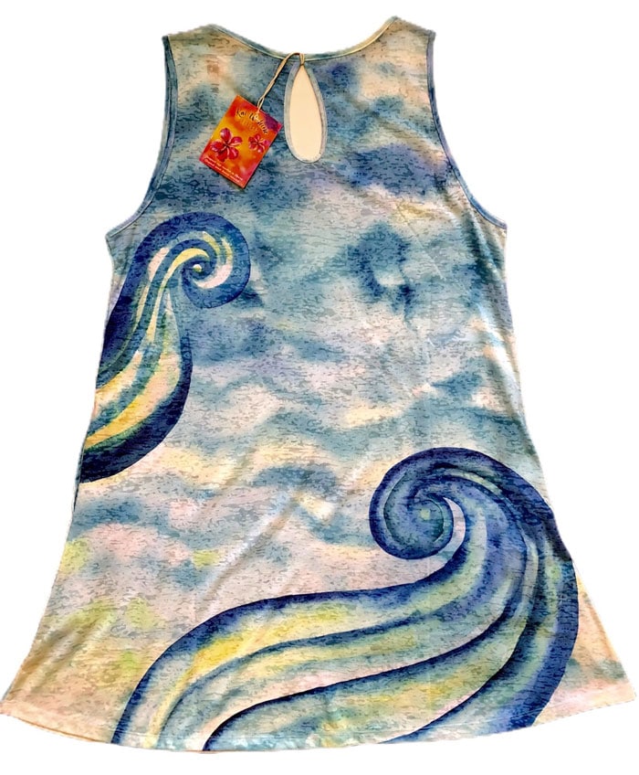 Pop-Up Mākeke - Hawaiian Drift Inc. - Burnout Tank Dress Cover Up with Pockets - Mermaid Goddess - Back View