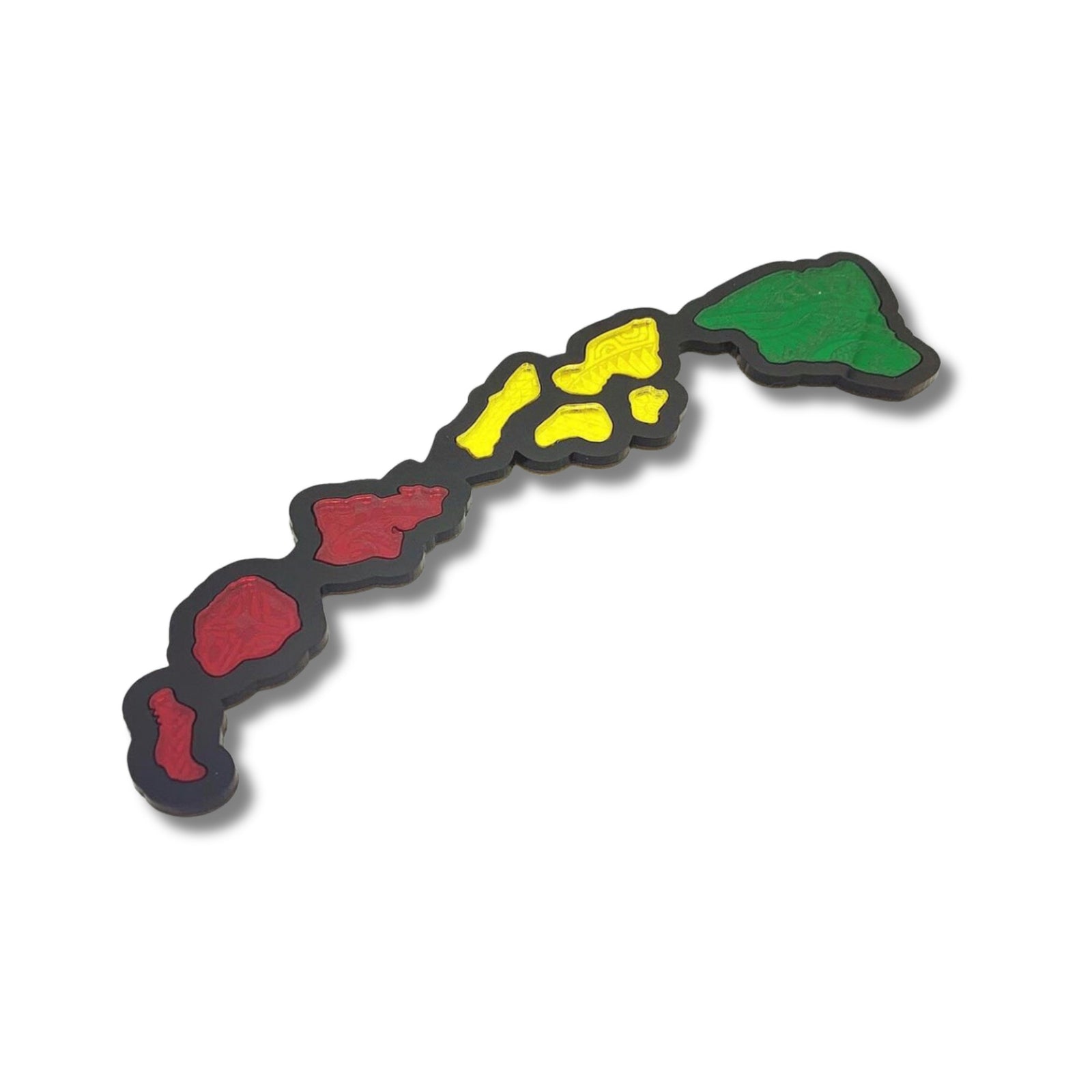 Pop-Up Mākeke - Island Silver - Engraved Rasta Island Chain Acrylic Emblem