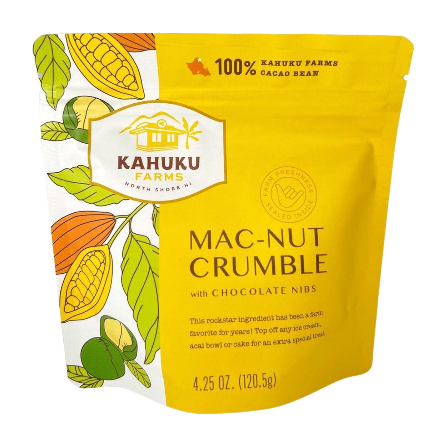 Pop-Up Mākeke - Kahuku Farms - Mac-Nut Crumble - Front View